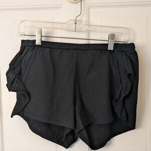 NWT CHASER Black Gauzy Cotton Ruffle Side Comfy Cozy Shorts Size Medium